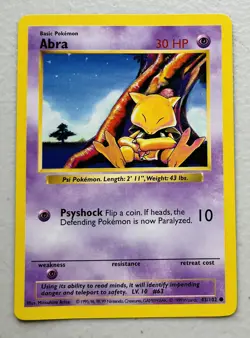 Abra 43/102 Base Set Shadowless Pokemon Card - Image 1