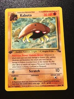 Pokemon Card 1st Edition Fossil Kabuto 50/62. WoTC Vintage - Image 1