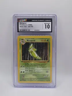 CGC 10 GEM MINT Metapod 54/102 Base Set 1999 Pokemon Card - Image 1