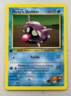 Misty’s Shellder 89/132 1st Edition Gym Heroes Pokemon Card - Image 1
