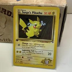 Lt Surges Pikachu 81/132 NM / M - 1ST EDITION - Gym Heroes Pokemon Card - Image 1