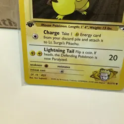 Lt Surges Pikachu 81/132 NM / M - 1ST EDITION - Gym Heroes Pokemon Card - Image 5