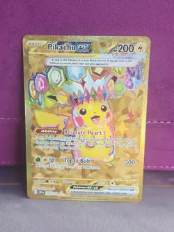 Pokemon TCG SV08 Surging Sparks Pikachu EX Hyper Rare Gold Holo Card 247/191 - Image 1