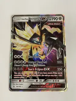 The Pokemon Company Dusk Mane Necrozma GX 190 HP Ultra Rare Full Art Holo 90/156 - Image 1