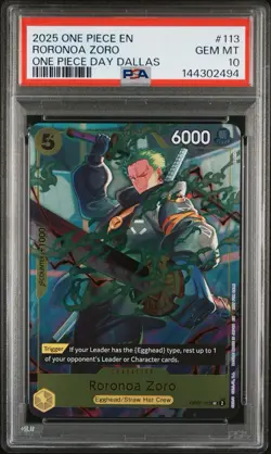 One Piece Promos 2025 Roronoa Zoro Dallas PSA 10 - Image 1