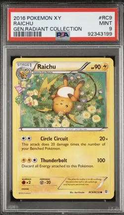 2016 POKEMON XY GENERATIONS RADIANT COLL #RC9 RAICHU PSA 9 - Image 1