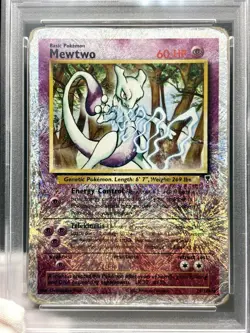 2002 Pokemon Legendary Collection Mewtwo Reverse Holo #29/110 PSA 1 - Image 5