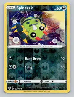 Spinarak 102/189 Common Darkness Ablaze Pokemon Reverse Holo Near Mint - Image 1