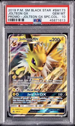 2019 POKEMON SM BLACK STAR PROMO JOLTEON GX SPC. COL. #SM173 PSA 10 LOW POP:144! - Image 1
