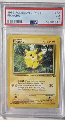 Pikachu 60/64 1999 Pokemon Jungle Regular PSA NM 7 - Image 1