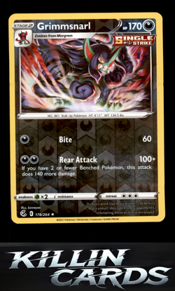 Reverse Holofoil Grimmsnarl 178/264 Pokemon Holo Rare SWSH08: Fusion Strike Card - Image 1
