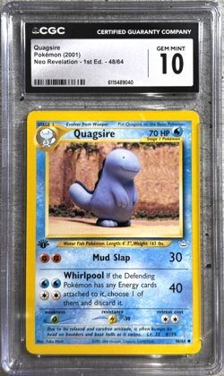 Pokemon Card 1st Ed. Quagsire CGC 10 Gem Mint, Neo Revelation 48/64, WOTC 2001 - Image 1