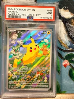 2024 Pokemon: PIKACHU SVP 088 [Black Star Promo] [Paldea Adventure Chest] PSA 9 - Image 1
