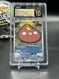 2025 Pokemon White Flare # 118 Stunfisk Illustration Rare CGC 10 (CBMH) - Image 1