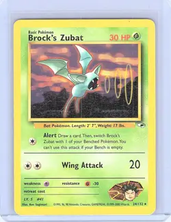 Brock's Zubat (24) Unlimited Rare Gym Heroes 024/132 LP - Image 1