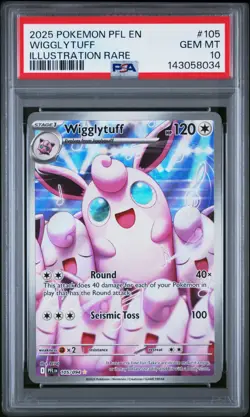 2025 POKEMON PFL EN-PHANTASMAL FLAMES ILLUSTRATION RARE #105 WIGGLYTUFF PSA 10 - Image 1