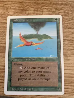 MTG Birds of Paradise 4th Ed Rare White Border Vintage Magic The Gathering LP - Image 1