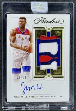 Zion Williamson 2020-21 Flawless Vertical Patch Auto Gold /10 SEALED RARE - Image 1