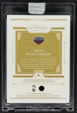Zion Williamson 2020-21 Flawless Vertical Patch Auto Gold /10 SEALED RARE - Image 2