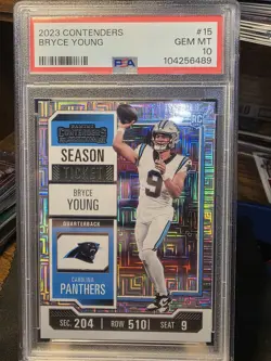 Bryce Young RC 2023 Panini Contenders Season Ticket Rookie Mojo Panthers PSA 10 - Image 1