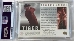 2001 Tiger Woods TIGERSLAM 4 Upper Deck Employee Exclusive PSA 10 GEM MINT - Image 2