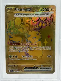 Pikachu ex 179/131 Sv: Prismatic Evolutions Holo Pokemon Card PSA 9 Graded Gold - Image 2