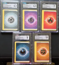 2022 Pokemon Sword & Shield Unnumbered Energy Cards CGC Miscut Errors Bundle NM+ - Image 1