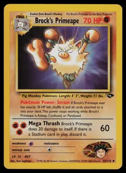 Brock's Primeape 35/132 Uncommon Gym Challenge Pokemon Unlimited Lightly Played - Image 1