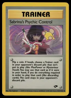 Sabrina's Psychic Control 121/132 Uncommon Gym Challenge Pokemon Unlimited LP - Image 1
