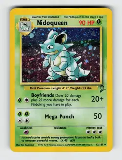 Nidoqueen 12/130 Holo Rare Base Set 2 Pokemon 2000 Moderately Played - Image 1