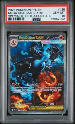 2025 POKEMON PFL EN-PHANTASMAL FLAMES #125 MEGA CHARIZARD X EX PSA 10 - Image 1
