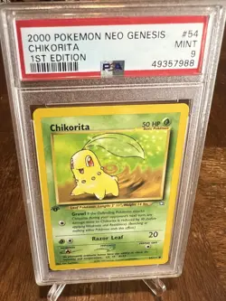 2000 POKEMON NEO GENESIS 1ST Edition #54 CHIKORITA PSA 9 - Image 1