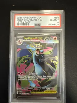 2025 POKEMON PFL EN-PHANTASMAL FLAMES ULTRA RARE #109 MEGA CHARIZARD X EX PSA 10 - Image 1