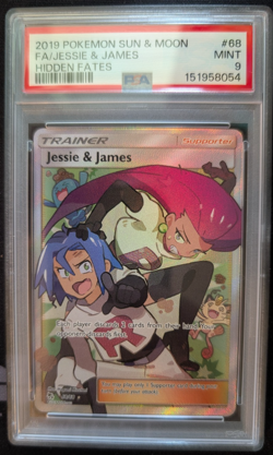 Jessie & James 2019 Pokemon Hidden Fates 68/68 Full Art Trainer PSA 9 Mint - Image 1