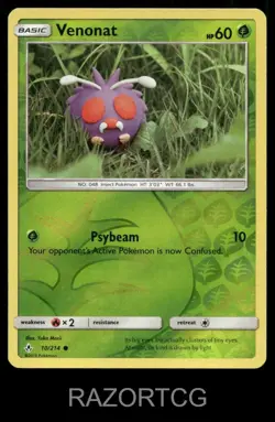 VENONAT 10/214 C UNBROKEN BONDS POKEMON REVERSE HOLO NM/M - Image 1