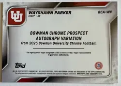 2025 Bowman Chrome U Wayshawn Parker 1st Black Gold Stealth Auto SSP /25 - Image 2
