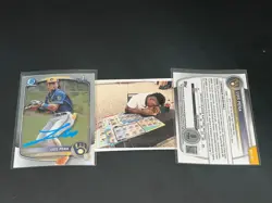 Luis Pena Brewers Auto Signed 2025 1st Bowman Chrome Beckett Hologram Paint . - Image 1