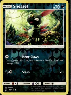 Pokemon Sneasel 085/147 Burning Shadows Reverse Holo Common 2 Card Lot - Image 1