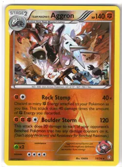 Team Magma's Aggron 14/34 Holo Rare Double Crisis Pokemon Reverse Holo Near Mint - Image 1
