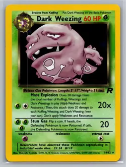 Dark Weezing 14/82 Rare Team Rocket Pokemon Unlimited Holo Near Mint - Image 1