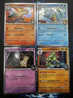 Destined Rivals STAFF Prerelease Promo Stamped Complete Set All 4 Pokemon Cards - Image 1