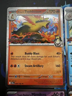Destined Rivals STAFF Prerelease Promo Stamped Complete Set All 4 Pokemon Cards - Image 3