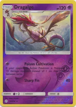 Reverse Holo Dragalge 92/236 Rare Cosmic Eclipse Pokemon TCG - Image 1