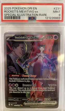 2025 Pokemon DRI EN #231/182 Rocket's Mewtwo EX MINT 9 Special Illustration RARE - Image 1