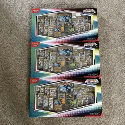 Pokemon Prismatic Evolutions Lucario Ex Tyranitar Ex Premium Collection Lot of 3 - Image 1