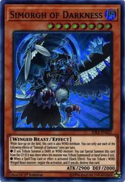 Yugioh! LP Simorgh of Darkness - RIRA-EN022 - Super Rare - 1st Edition Lightly P - Image 1