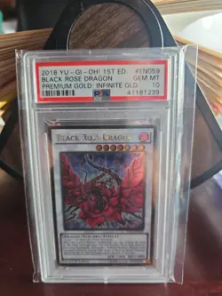2016 YU-GI-OH! PREM GOLD: INFINITE GOLD 1ST ED #EN059 BLACK ROSE DRAGON PSA 10 - Image 1