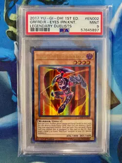 PSA 2017 Yu-Gi-Oh! 1st Ed. Gearfried the Red-Eyes Iron Knight LEDU #EN002 Mint 9 - Image 1
