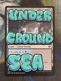 Underground Sea Hand-Painted Alter - MTG Graffiti Blue Black Dual Land Art - Image 2