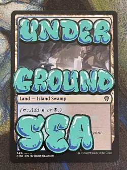 Underground Sea Hand-Painted Alter - MTG Graffiti Blue Black Dual Land Art - Image 3